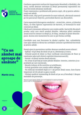 Campania de informare „Cu un zâmbet mai aproape de sănătate!”, martie 2024 - pliant părinți și profesori Campania de informare „Cu un zâmbet mai aproape de sănătate!”, martie 2024 - pliant părinți și profesori