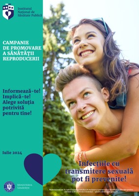 Campania de informare-educare „Informează-te! Implică-te! Alege soluția potrivită pentru tine!”, iulie 2024 - poster Infecții cu transmitere sexuală Campania de informare-educare „Informează-te! Implică-te! Alege soluția potrivită pentru tine!”, iulie 2024 - poster Infecții cu transmitere sexuală