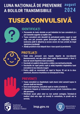 Campania de informare, educare și comunicare „LUNA NAȚIONALĂ DE PREVENIRE A BOLILOR TRANSMISIBILE” - poster Tuse convulsivă Campania de informare, educare și comunicare „LUNA NAȚIONALĂ DE PREVENIRE A BOLILOR TRANSMISIBILE” - poster Tuse convulsivă