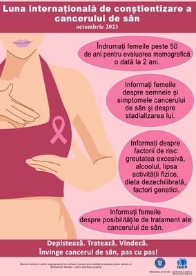 Poster Campania „Luna internațională de conștientizare despre cancerul de sân”, octombrie 2023 Poster Campania „Luna internațională de conștientizare despre cancerul de sân”, octombrie 2023