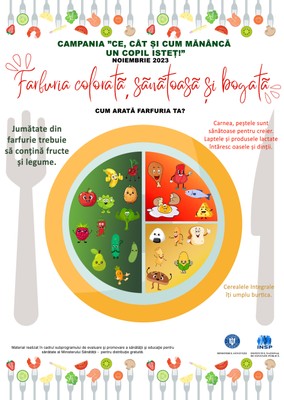 Campania de Informare-Educare „CE, CÂT ȘI CUM MĂNÂNCĂ UN COPIL ISTEŢ!” 2023 - poster copii Campania de Informare-Educare „CE, CÂT ȘI CUM MĂNÂNCĂ UN COPIL ISTEŢ!” 2023 - poster copii