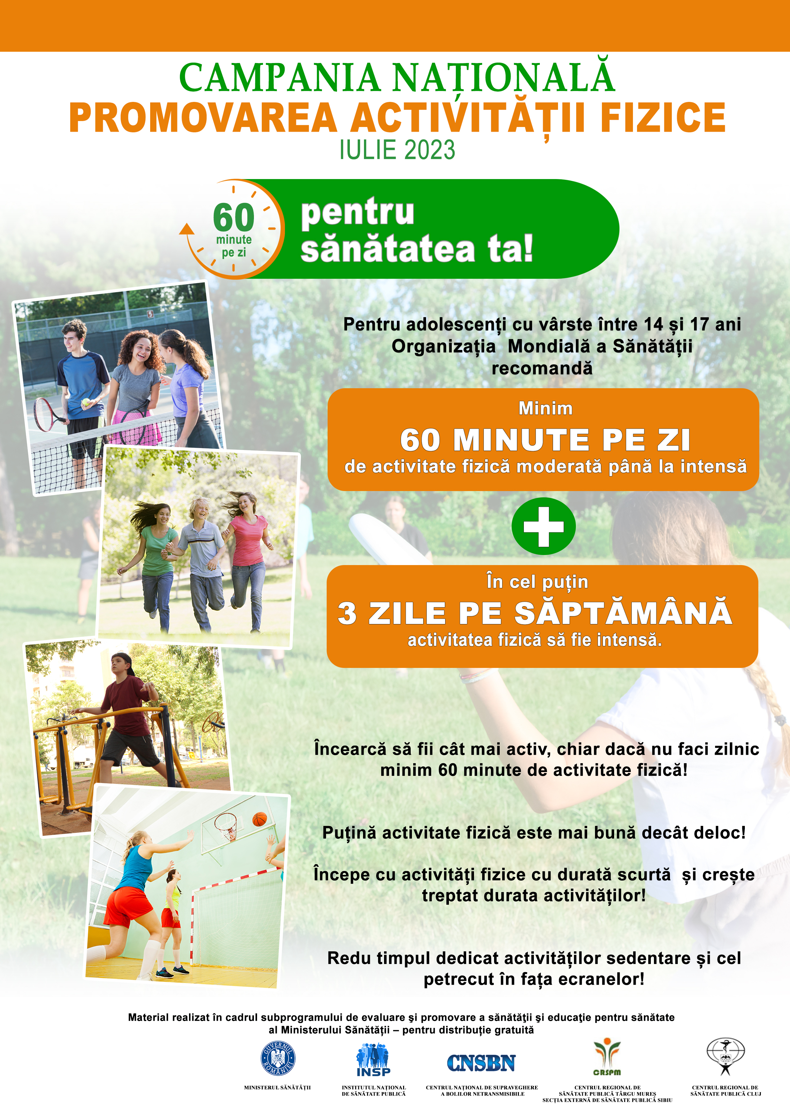 Campania națională „Promovarea activității fizice”, iulie 2023 - poster copii și adolescenți