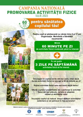Campania națională „Promovarea activității fizice”, iulie 2023 - poster părinți Campania națională „Promovarea activității fizice”, iulie 2023 - poster părinți