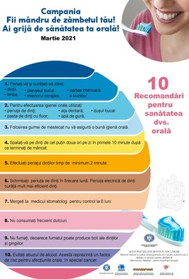 Campania SĂNĂTATEA ORALĂ „FII MÂNDRU DE ZÂMBETUL TĂU! AI GRIJĂ DE SĂNĂTATEA TA ORALĂ!” 2021 - poster adulți 2 Campania SĂNĂTATEA ORALĂ „FII MÂNDRU DE ZÂMBETUL TĂU! AI GRIJĂ DE SĂNĂTATEA TA ORALĂ!” 2021 - poster adulți 2