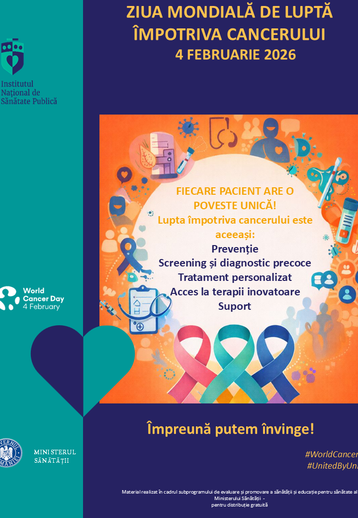 Ziua Mondială de Luptă împotriva Cancerului, 4 februarie 2026 - poster Împreună putem învinge 1!